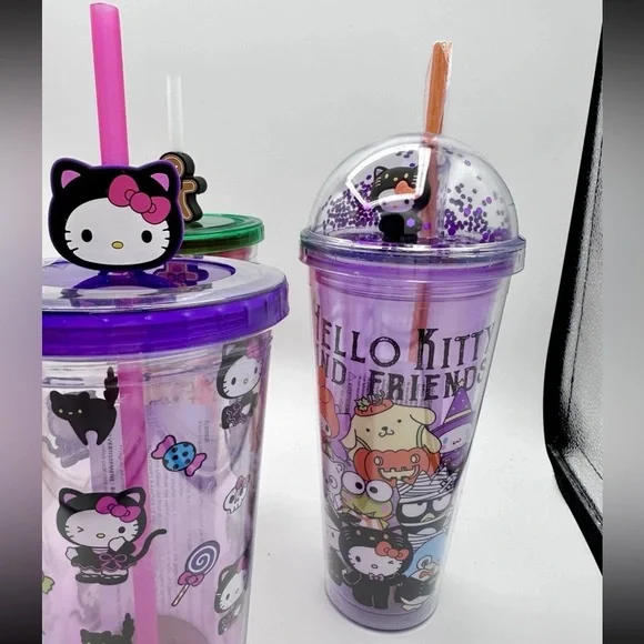 LOT OF 5 Hello Kitty Tumbler Cups New Gift Christmas Halloween Sanrio Cartoon - Picture 2 of 12